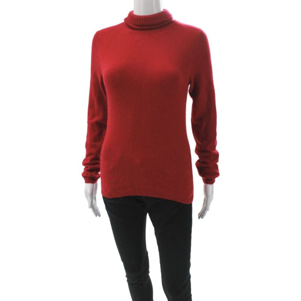 Lulu Bravo Womens Pullover Sweater Cashmere Turtleneck Red Long Sleeve Size L